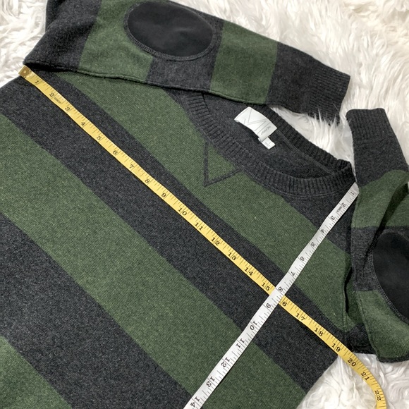 MICHAEL Stars cashmere Extrafine merino wool sweater stripe elbow patch women 1 - Picture 6 of 9